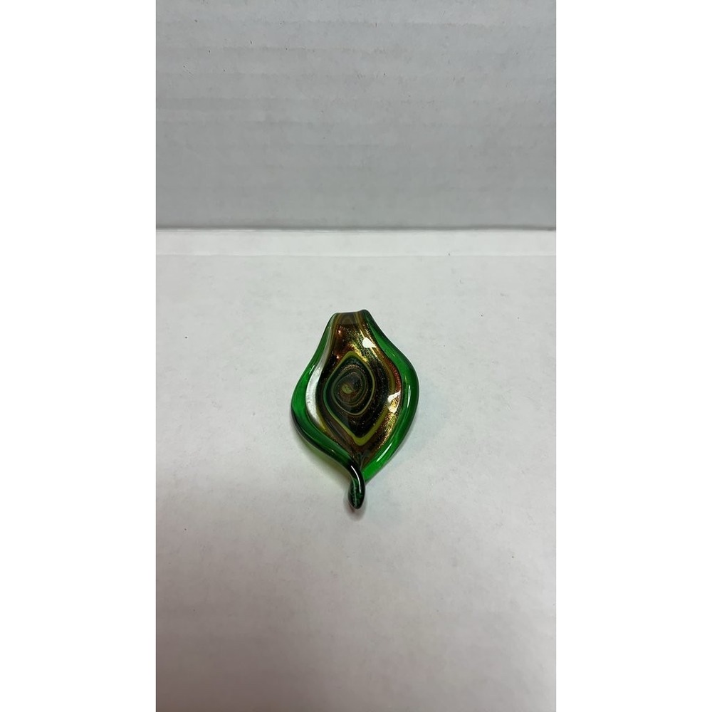 Murano Style Art Glass Leaf Pendant